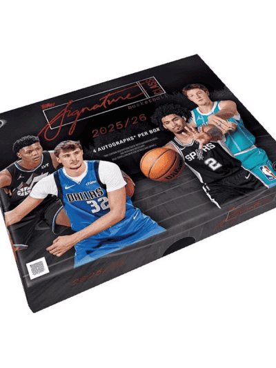 Basketball trading card box featuring players from the 2025/26 Topps Signature Class.