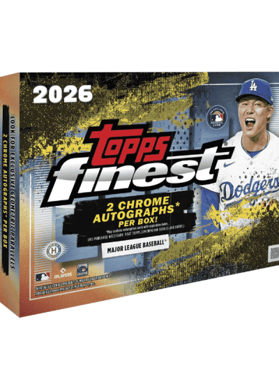 2026 Topps Finest Baseball card box with Dodgers player image.