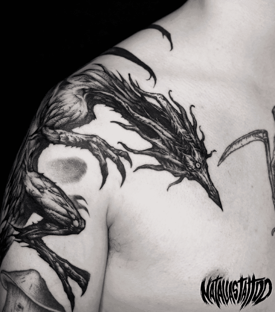Black Dragon Kalameet Soulsborne Tattoo