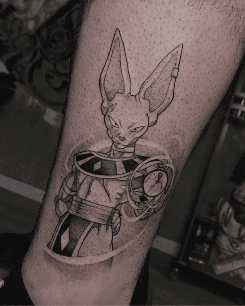 God Beerus Dragon Ball Tattoo