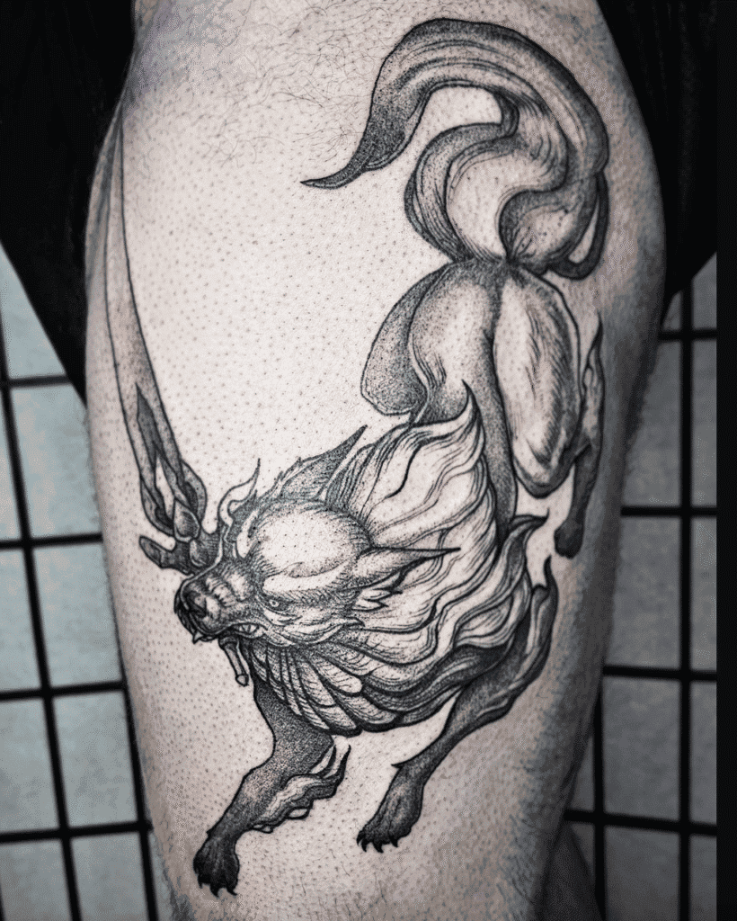Great Grey Wolf Sif Soulsborne Tattoo