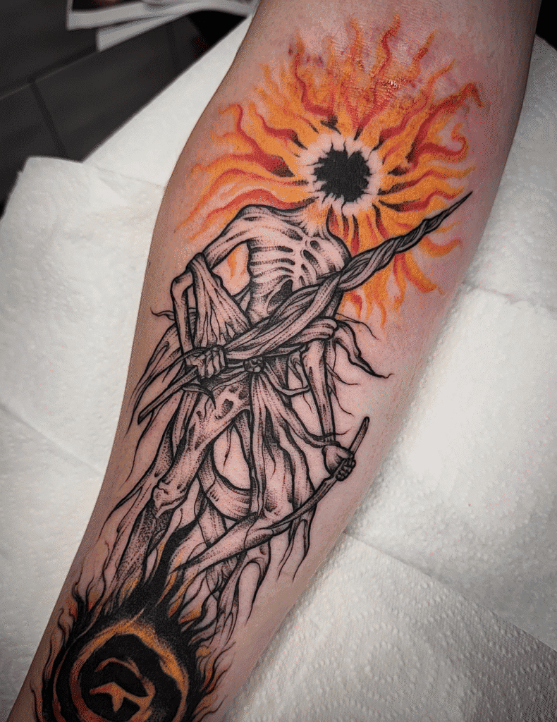 Midra Lord of the Frenzied Flame Two Soulsborne Tattoo