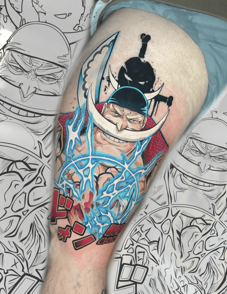 White Beard Smile One Piece Tattoo
