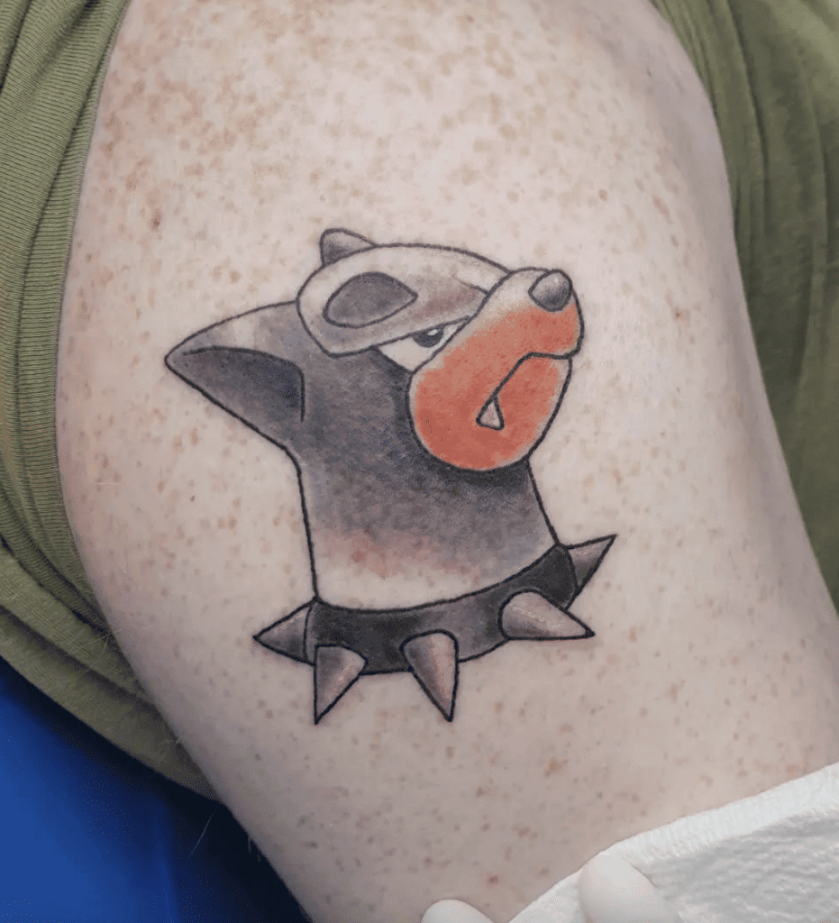 Houndour Head Johto Pokémon Tattoo
