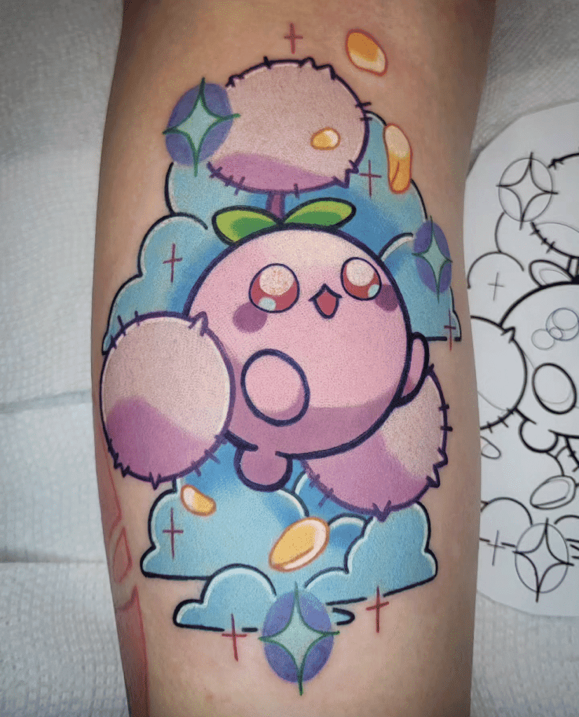Jumpluff Pink Johto Pokémon Tattoo