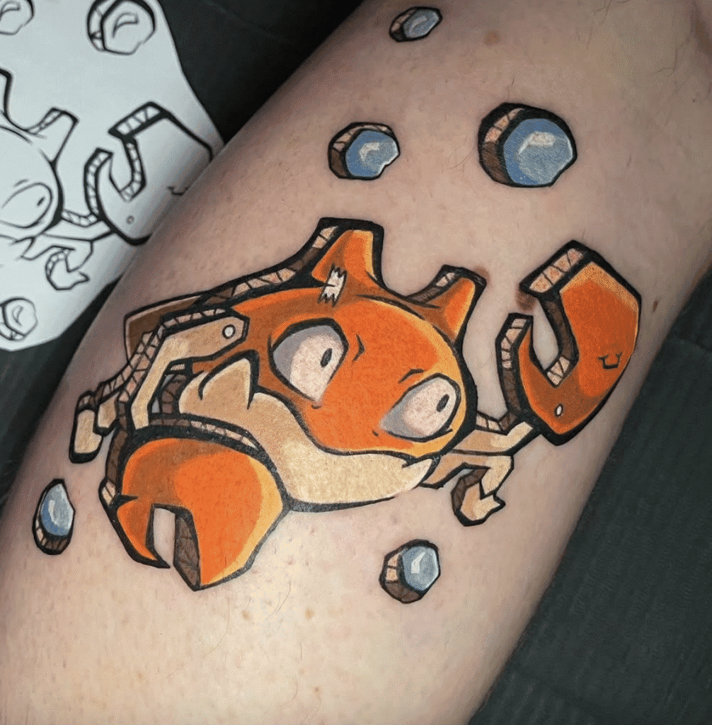 Krabby Cardboard Johto Pokémon Tattoo