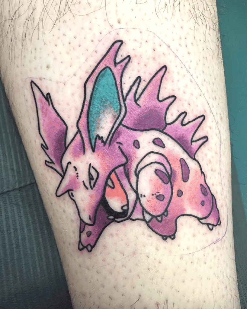 Nidorino Classic Johto Pokémon Tattoo