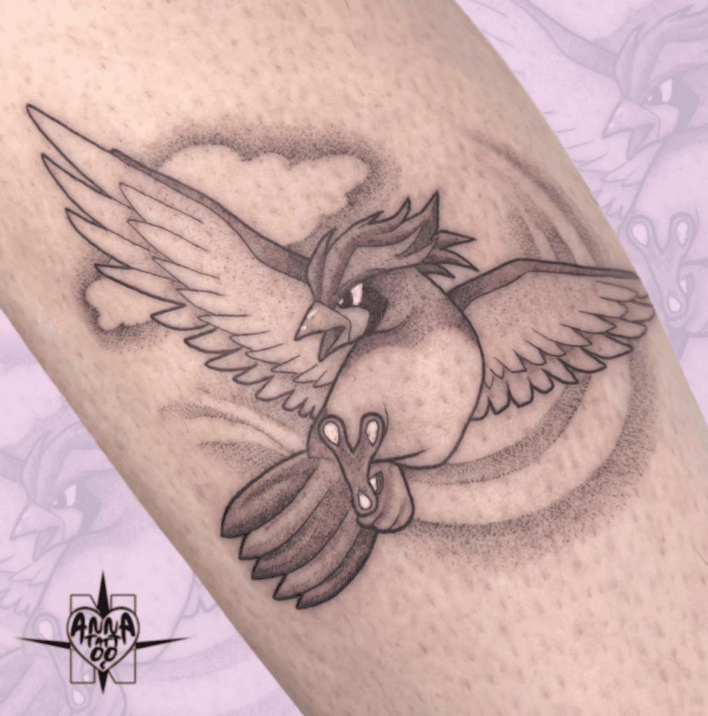 Pidgeotto Fly Kanto Pokémon Tattoo