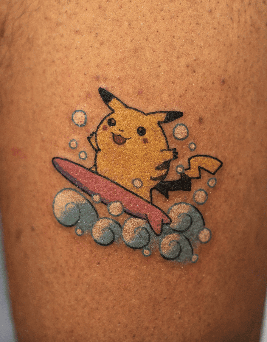 Pikachu Surf Johto Pokémon Tattoo