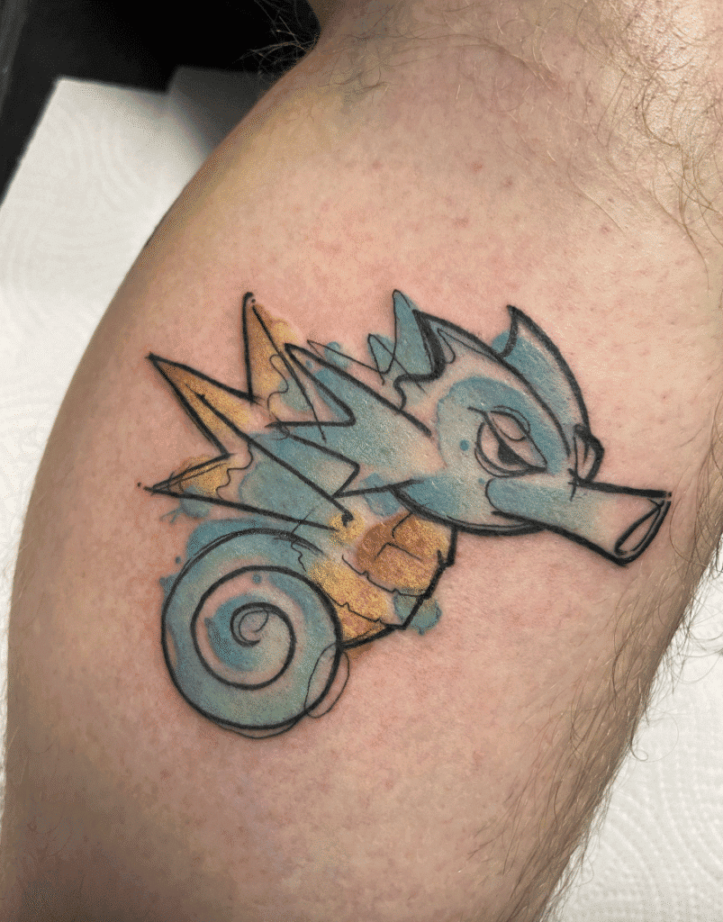 Seadra Squiggle Johto Pokémon Tattoo