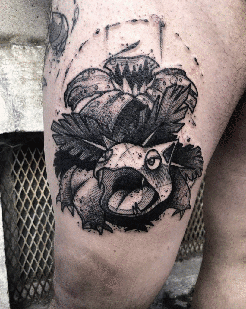 Venasaur Black Johto Pokémon Tattoo