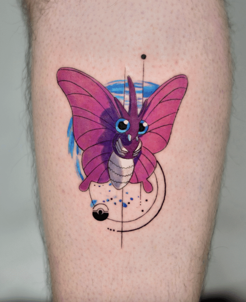 Venomoth Colour Johto Pokémon Tattoo