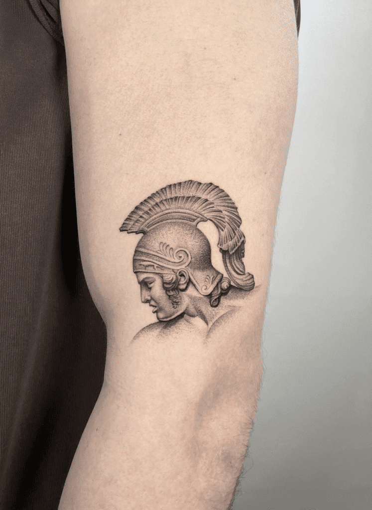 Achilles Helmet Greek Mythology Tattoo