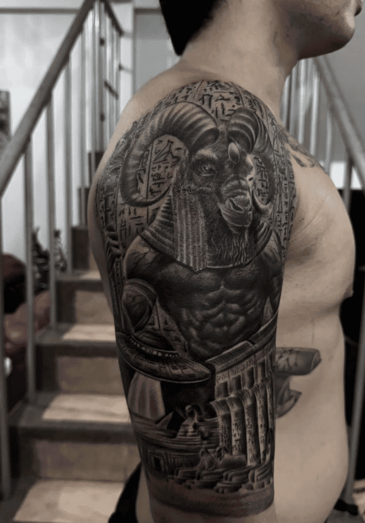 Khnum Ram Egyptian Mythology Tattoo