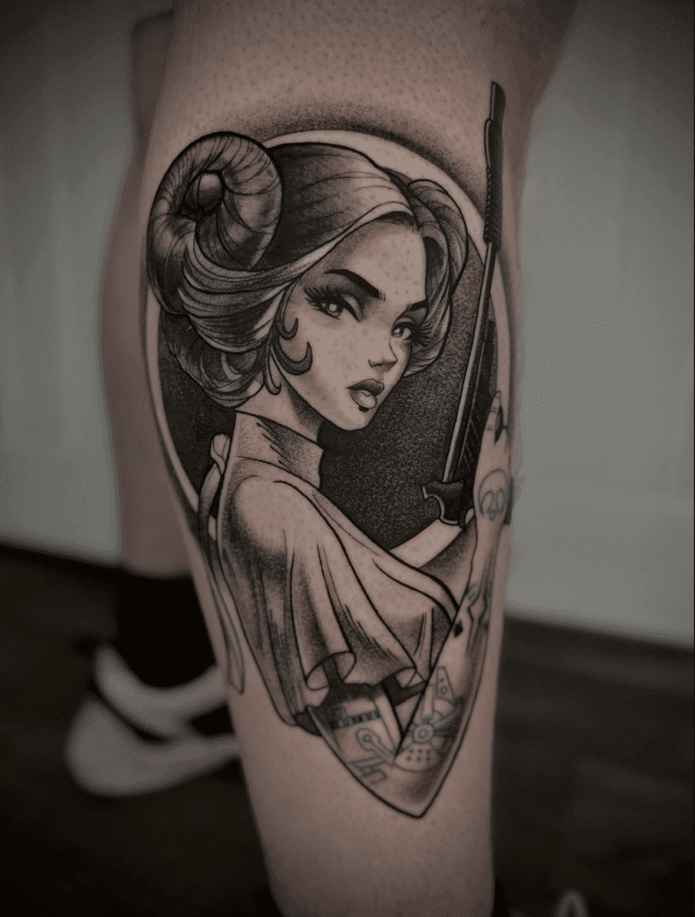 Princess Anime Leia Star Wars Tattoo