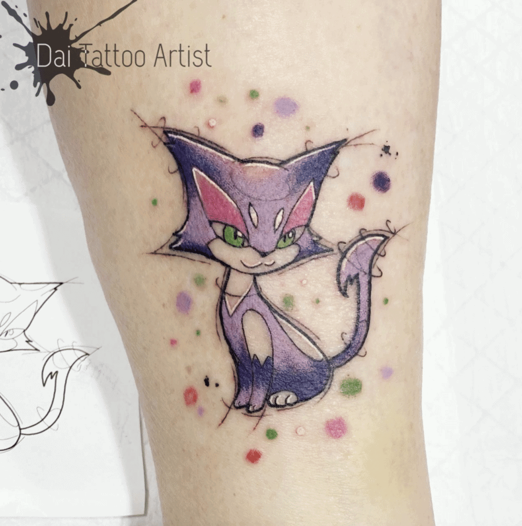 Purrloin Sit Unova Pokémon Tattoo