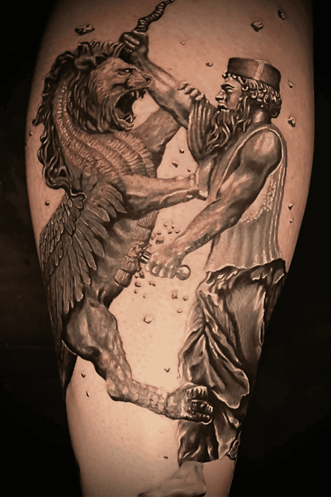 Angra Mainyu Battle Persian Mythology Tattoo