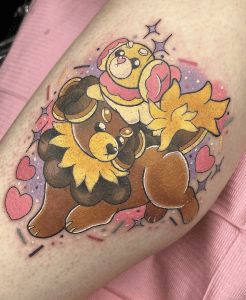 Dachsbun Family Paldea Pokémon Tattoo