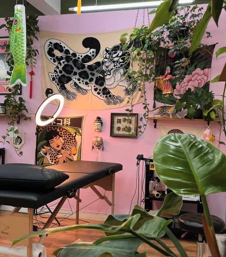 Decoration Plants in Tattoo Studio