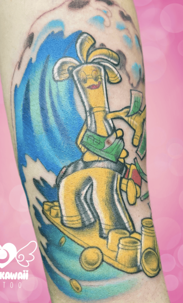 Gholdengo Surf Paldea Pokémon Tattoo