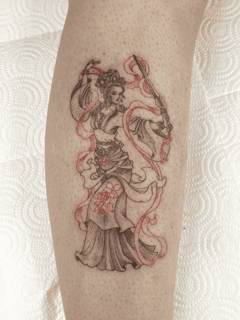 Jiutian Xuannü Bow Chinese Mythology Tattoo