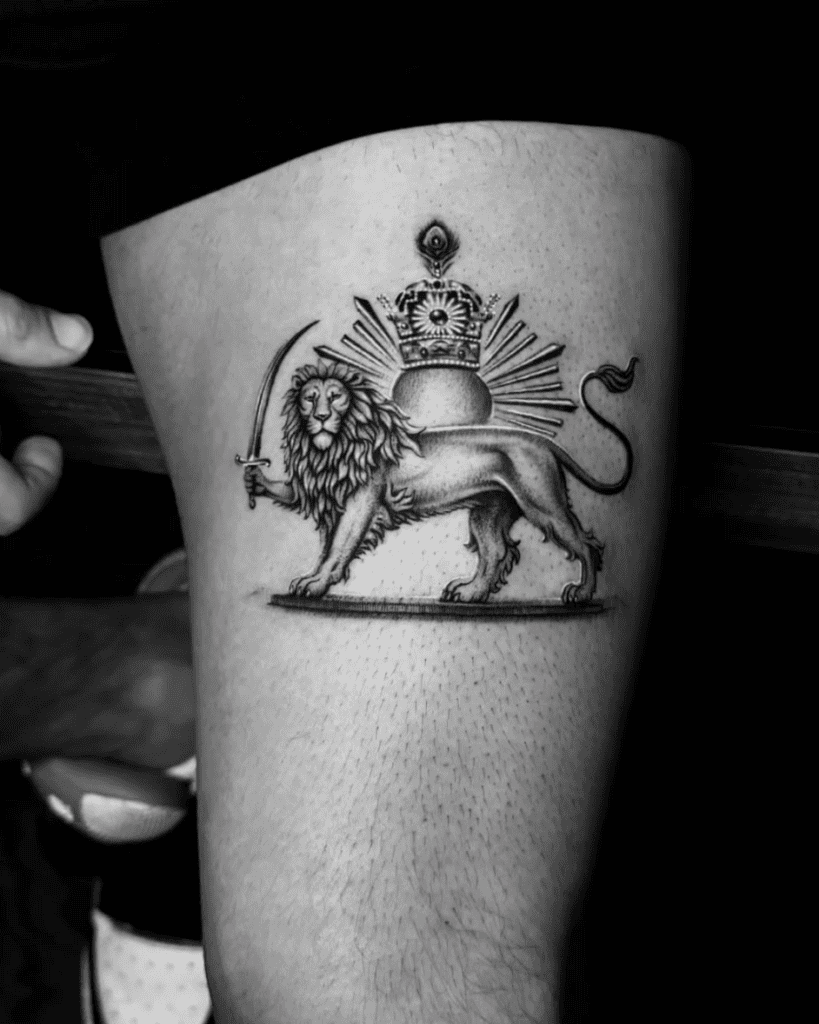 Lion And Sun Persian Mythology Tattoo
