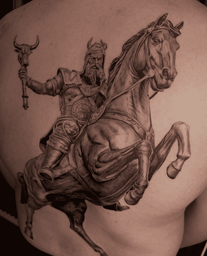 Raksh and Rostam Persian Mythology Tattoo