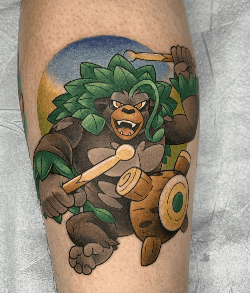 Rillaboom Happy Galar Pokémon Tattoo
