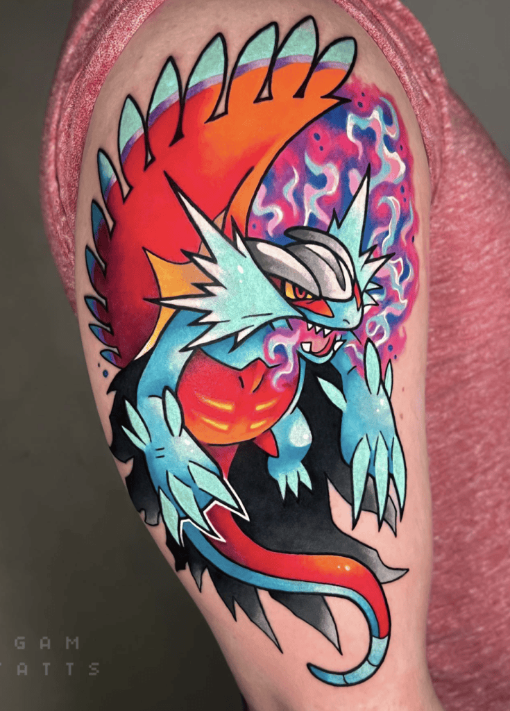 Roaring Moon Paldea Pokémon Tattoo