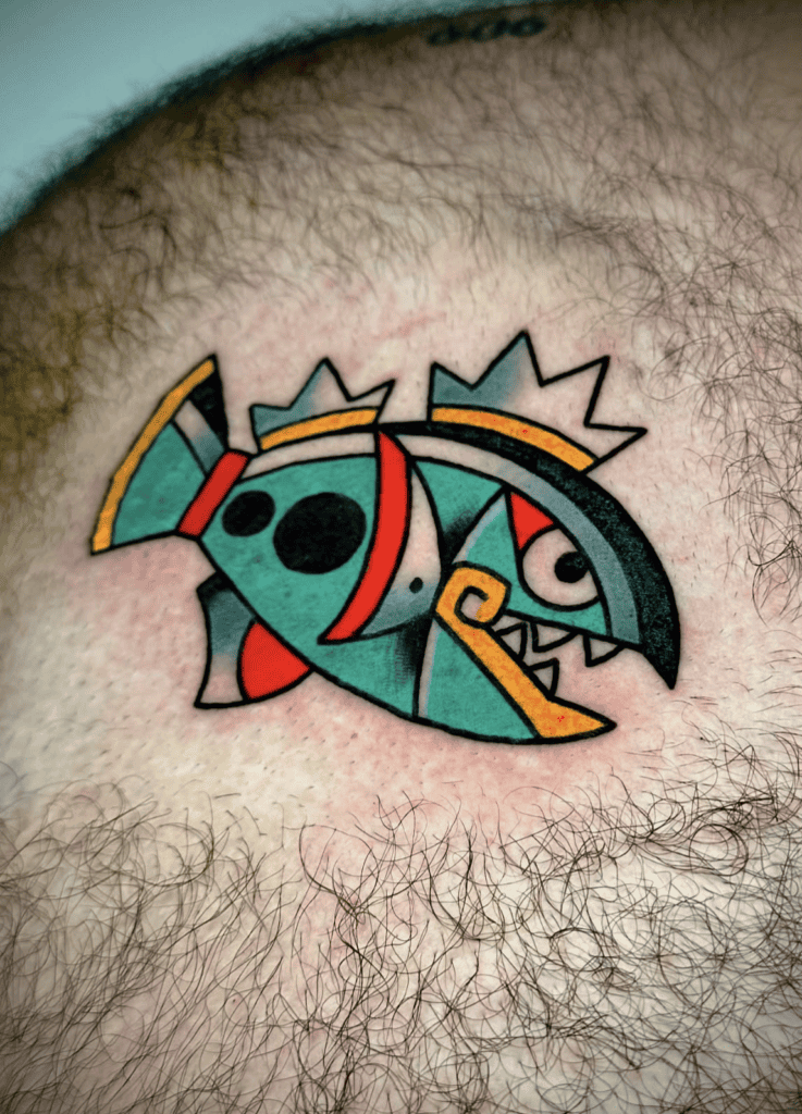 White-Striped Basculin Hisui Pokémon Tattoo