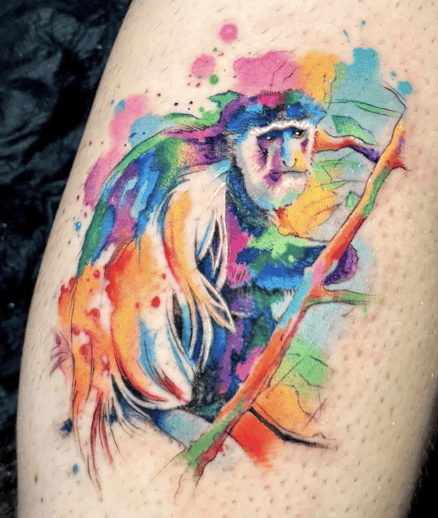 Colobus Monkey Colourful Tattoo