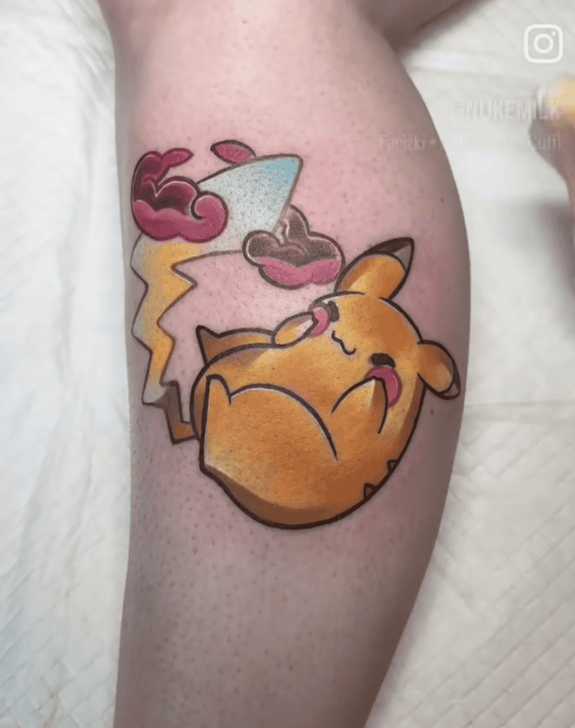 Pikachu Cute Gigantamax Pokémon Tattoo