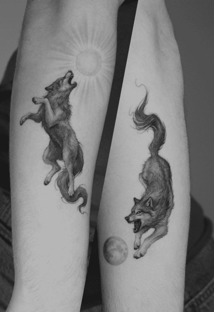 Sköll & Hati Norse Mythology Tattoo
