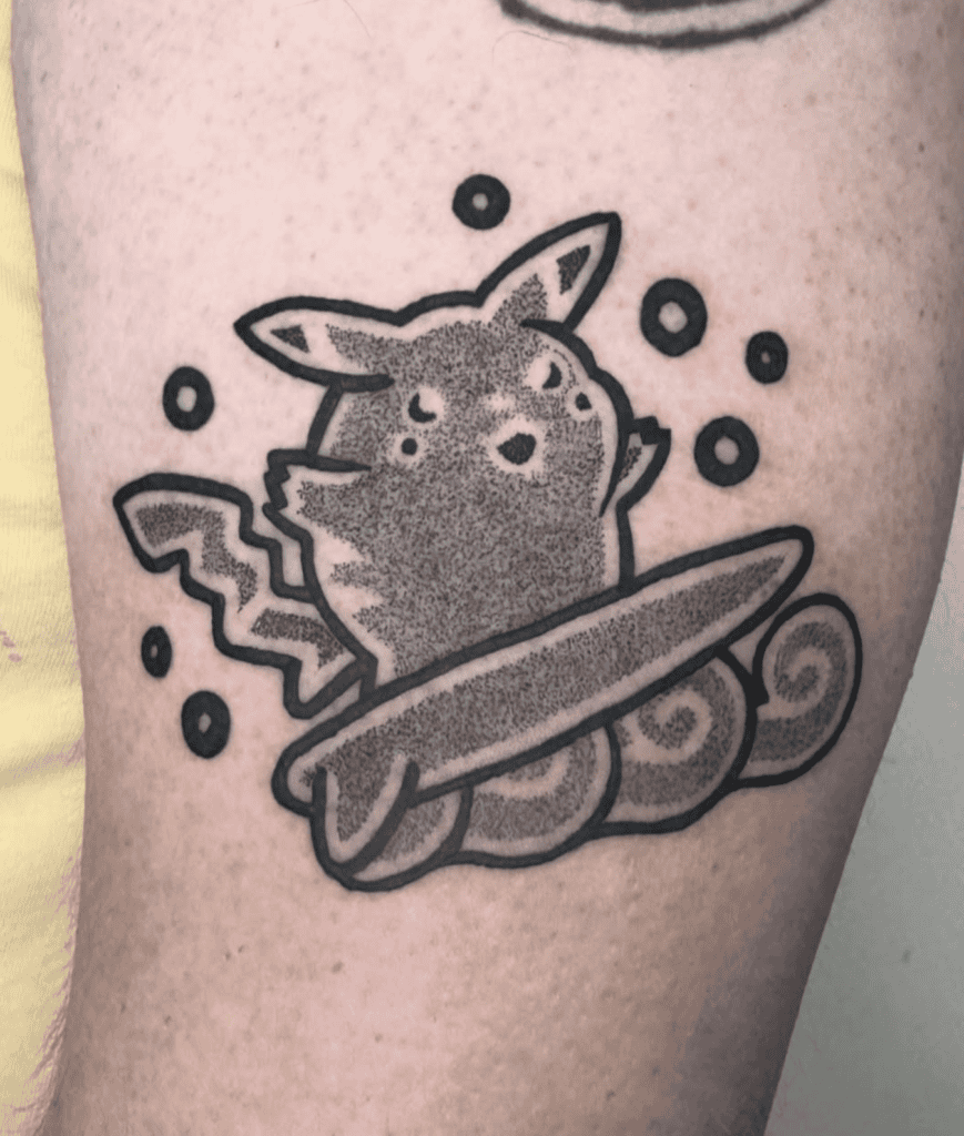 Surfs Up Pikachu Pokémon Tattoo