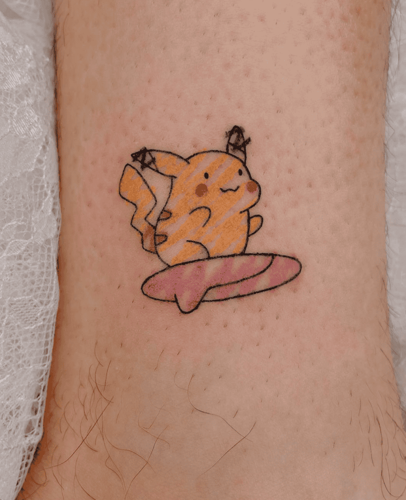 Surfs Up Sketch Pikachu Pokémon Tattoo