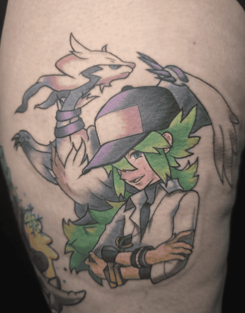 Trainer N Reshiram Pokémon Tattoo
