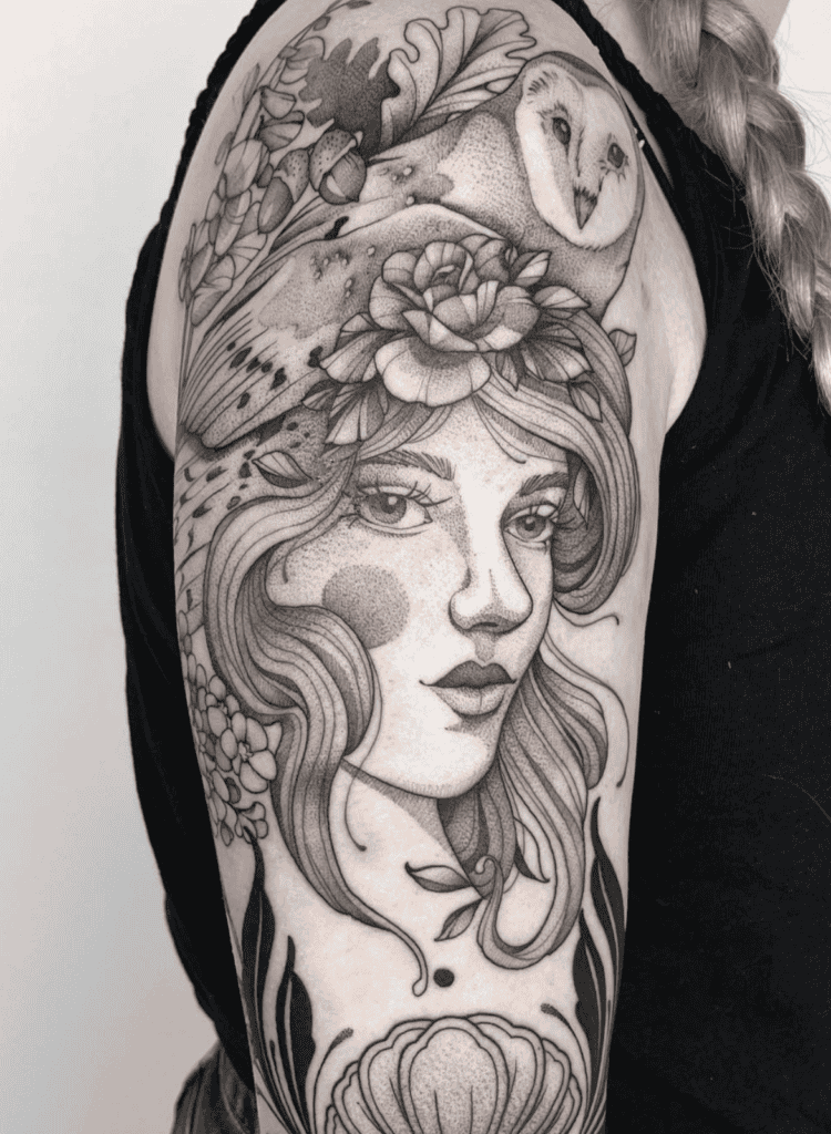 Blodeuwedd Celtic Mythology Tattoo