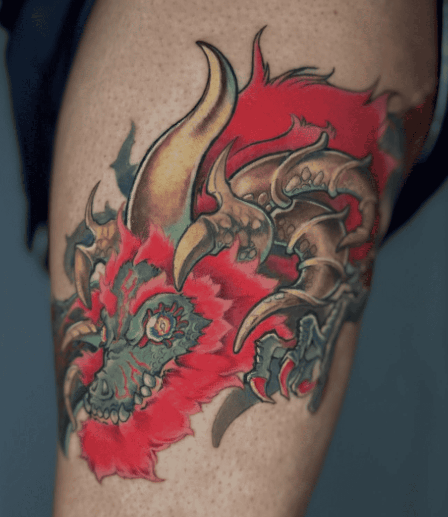 Demon Dragon Face Legend of Zelda Tattoo