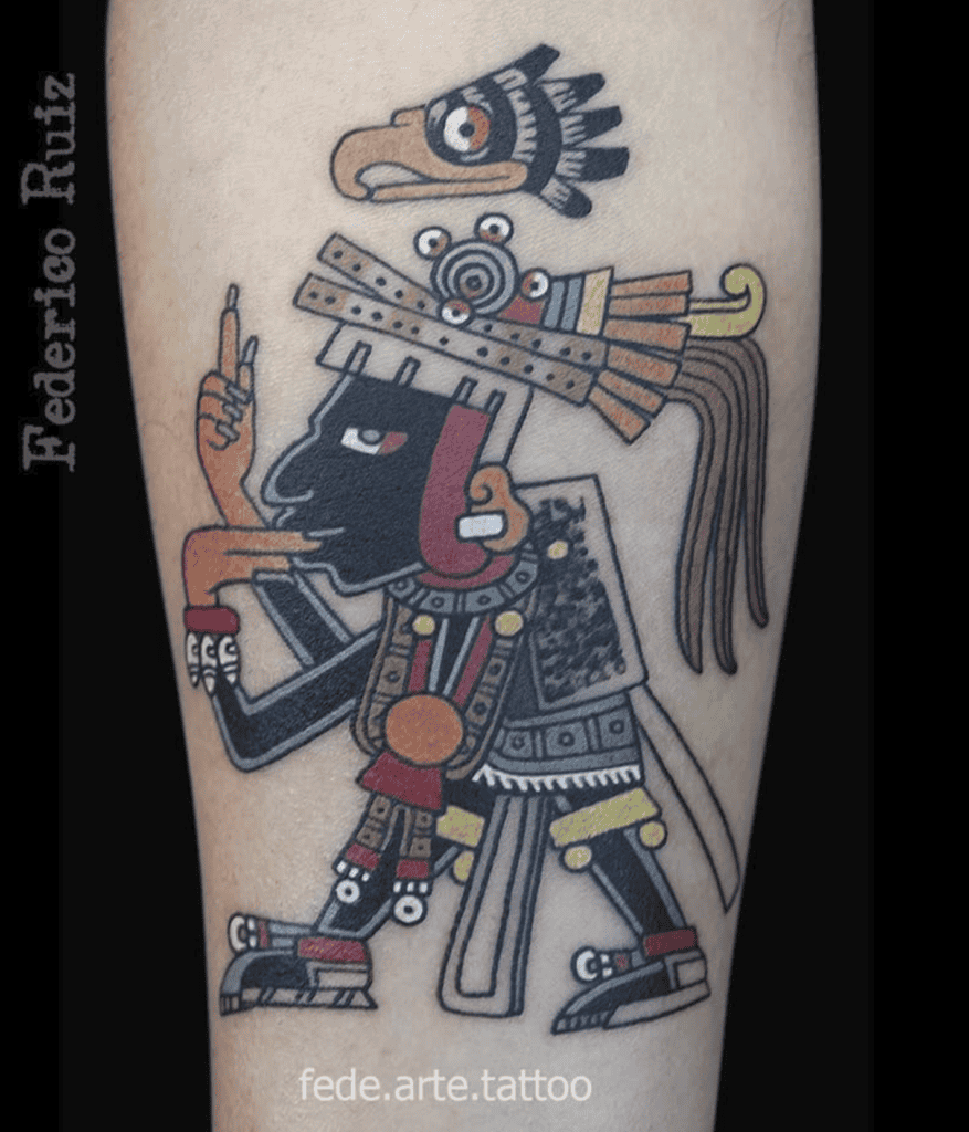 Ixtlilton Black Aztec Mythology Tattoo