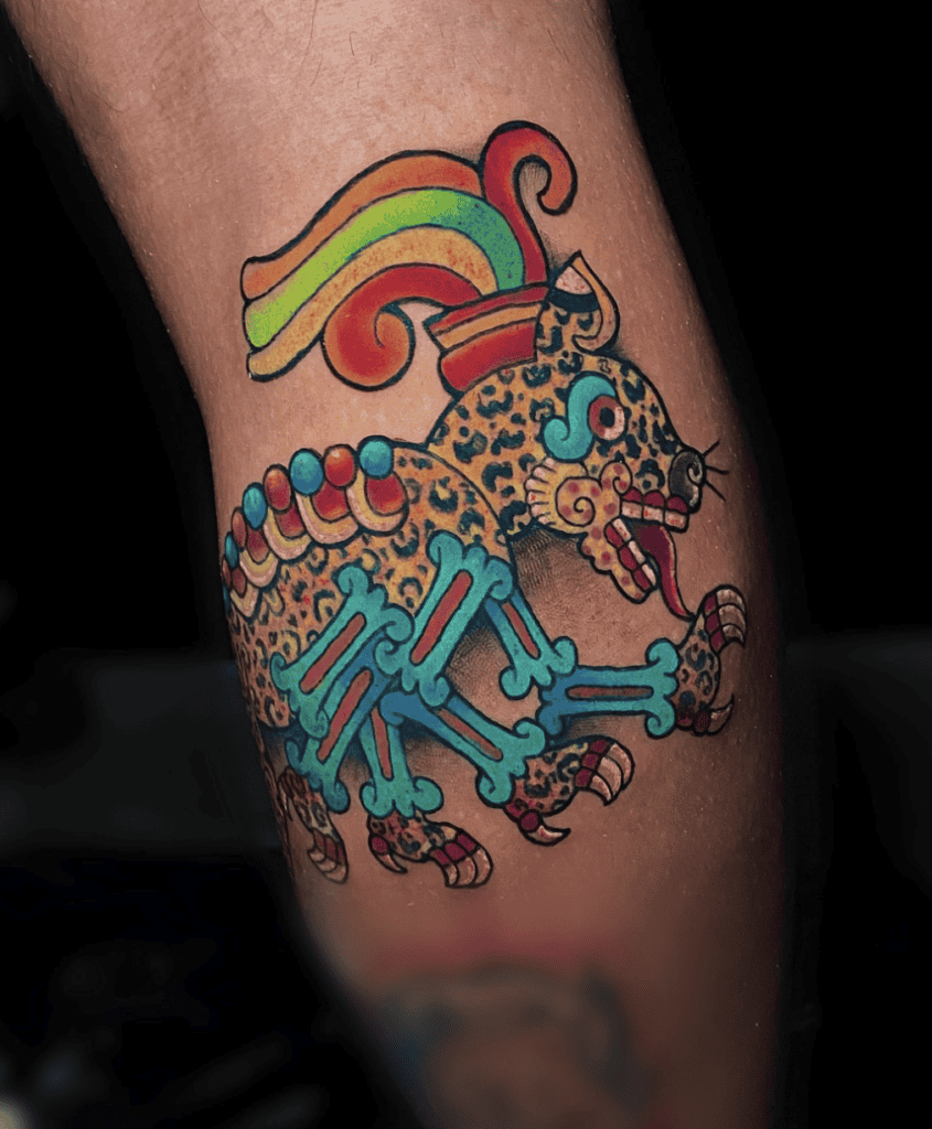 Jaguar Sleepy Aztec Mythology Tattoo