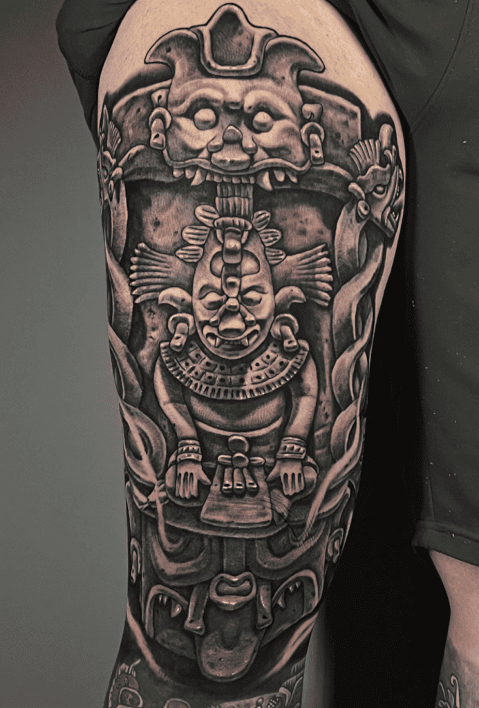 K’awiil Statue Mayan Mythology Tattoo