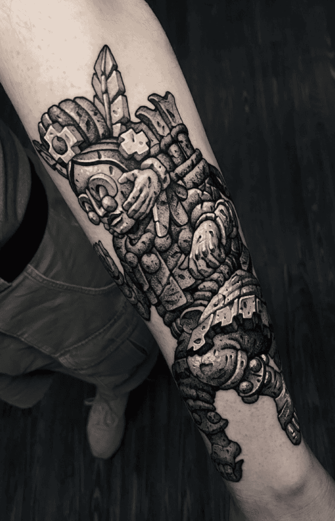 Nanahuatzin Statue Aztec Mythology Tattoo