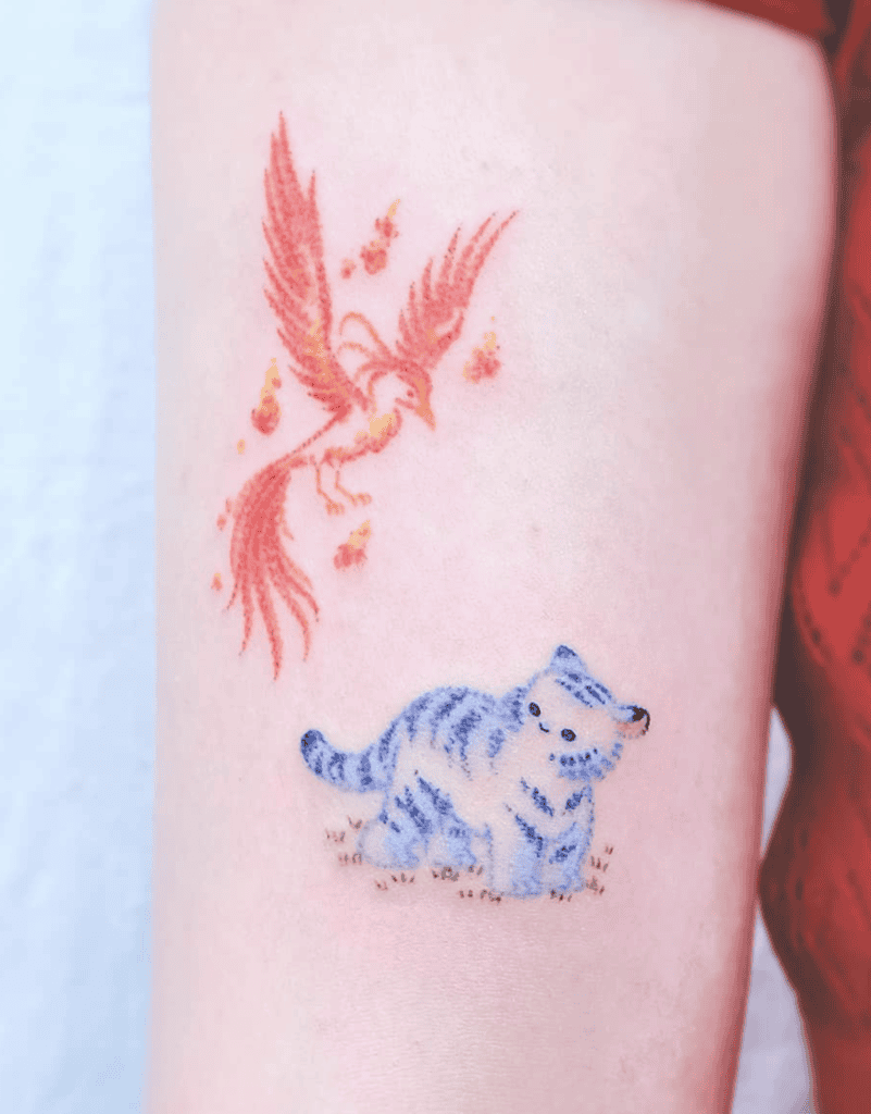 Phoenix Tiger Cute Tattoo