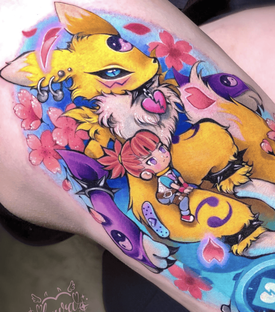 Renamon Colour Digimon Tattoo