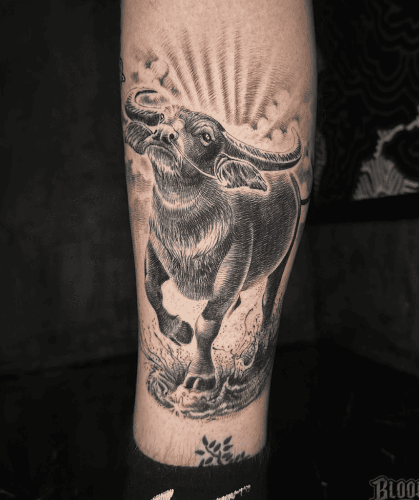 African Buffalo Proud Bovine Tattoo