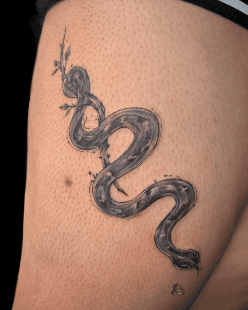 Emerald Tree Boa Snake Tattoo