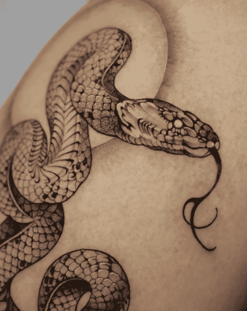 Green Anaconda Head Snake Tattoo