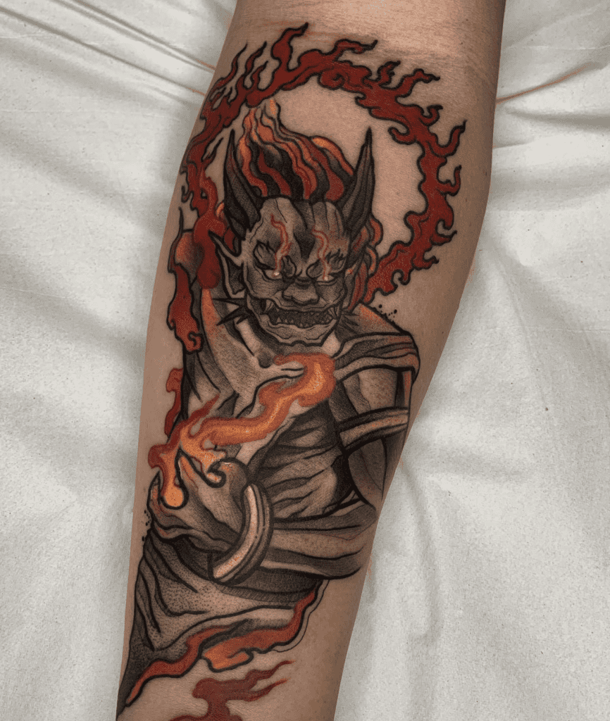 Kagutsuchi Fire Japanese Mythology Tattoo