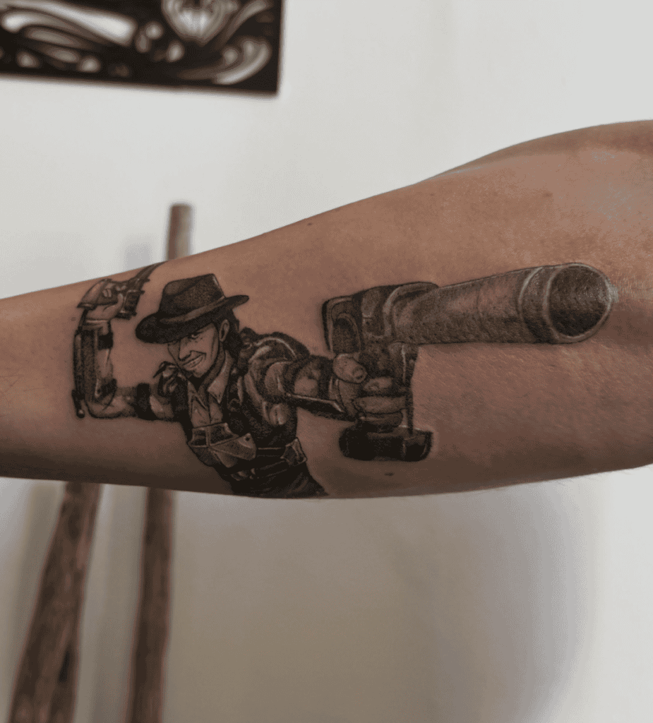 Kenny Ackerman Gun Attack on Titan Tattoo