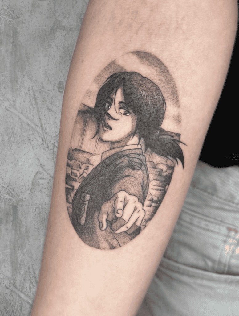 Pieck Finger Point Attack on Titan Tattoo